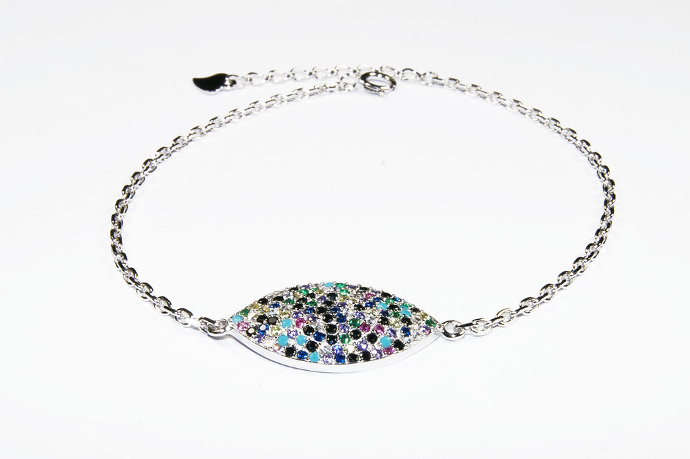 Pulsera mandala micropave Plata .925 Baño en Rodio