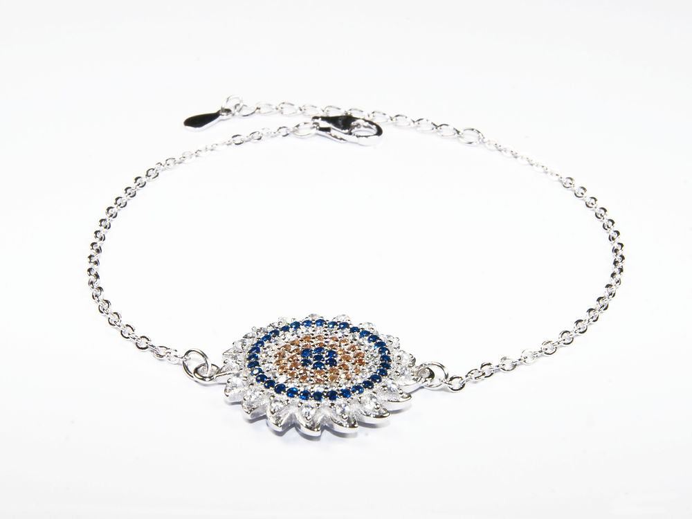 Pulsera Sol Plata .925 con Baño en Rodio y Zirconias