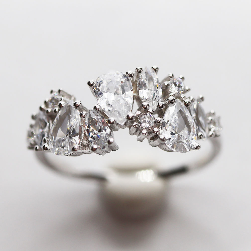 Anillo Plata .925 Baño Rodio y Zirconias
