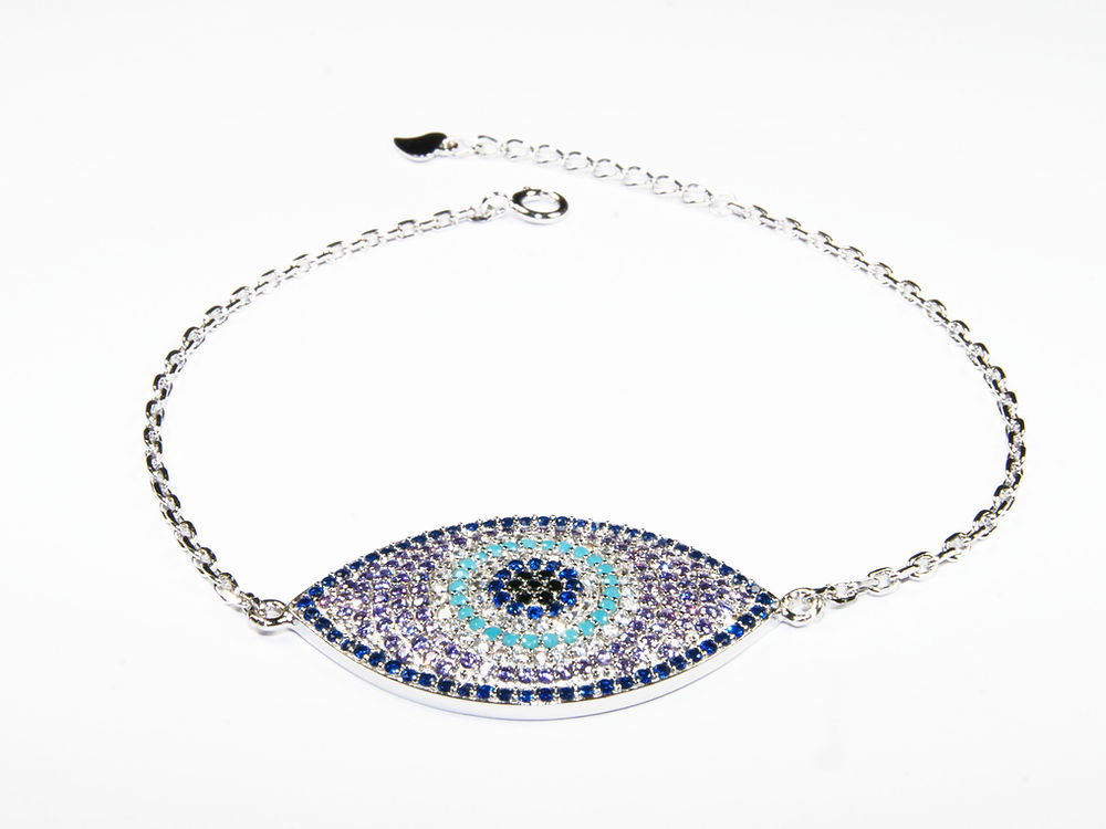 Pulsera Ojo micropave importación Plata .925 Baño en Rodio