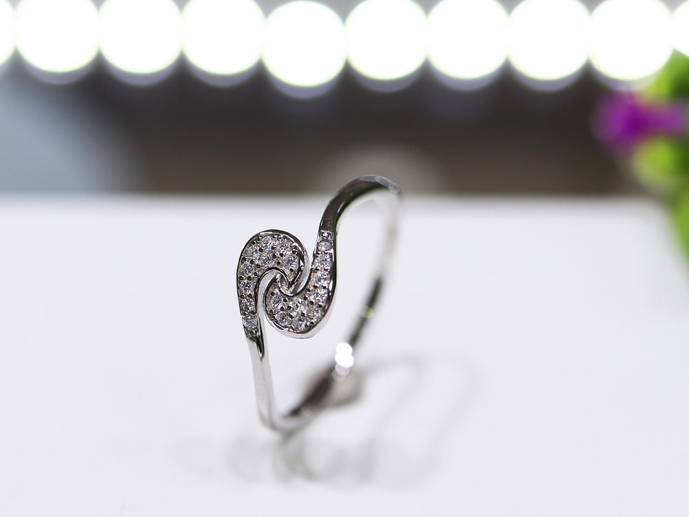 Anillo Tu y Yo Cz AAA Plata .925 baño Rodio