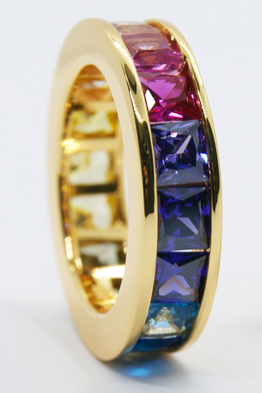 Anillo Rainbow Plata .925 baño Oro de 14K