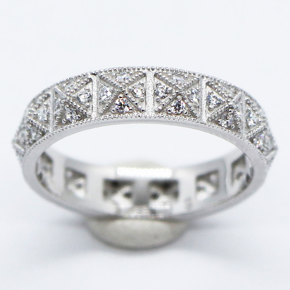 Anillo Plata .925 con Baño de Rodio y Zirconias