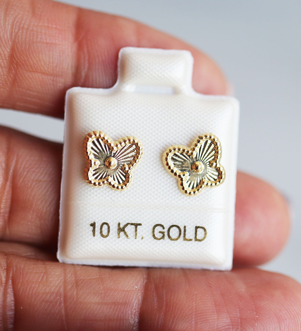 Broquel Oro 10k Mariposa diamantada