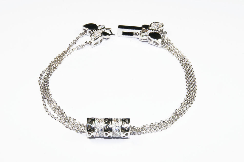 Pulsera Cilindro Mariposa - Plata .925 con de Rodio y Zirconias