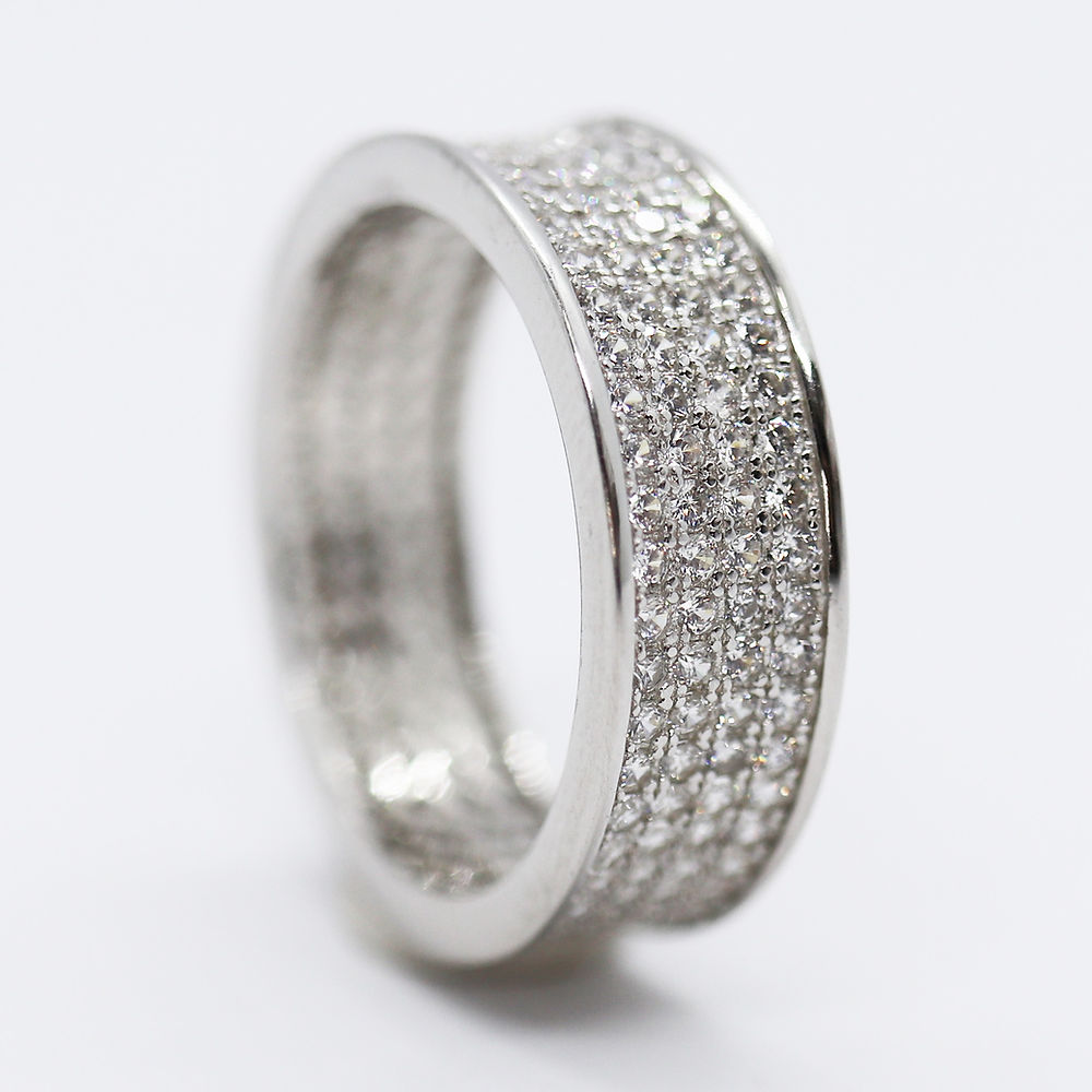 Anillo Plata .925 con Baño de Rodio y Zirconias