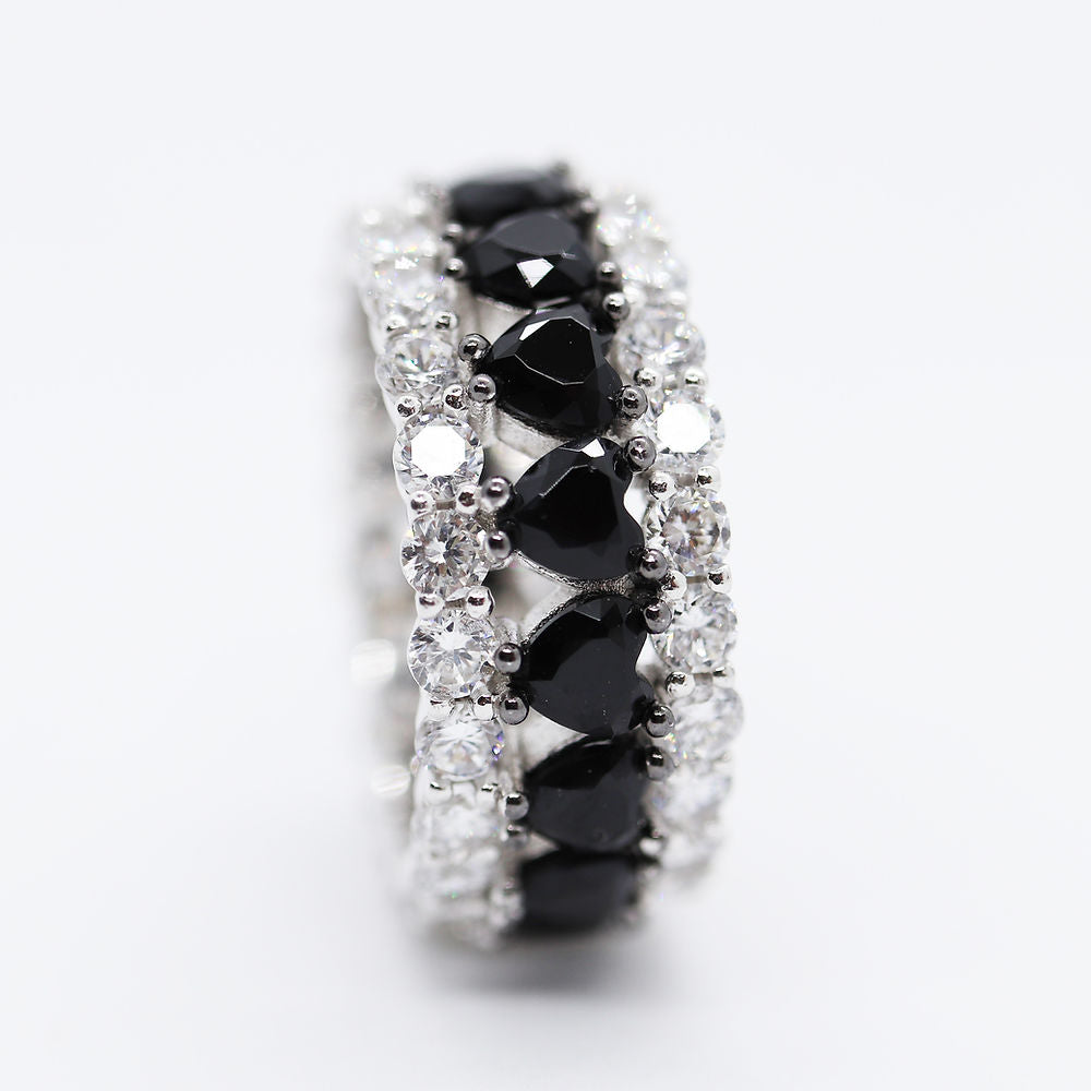 Anillo Plata .925 con Baño de Rodio y Zirconias