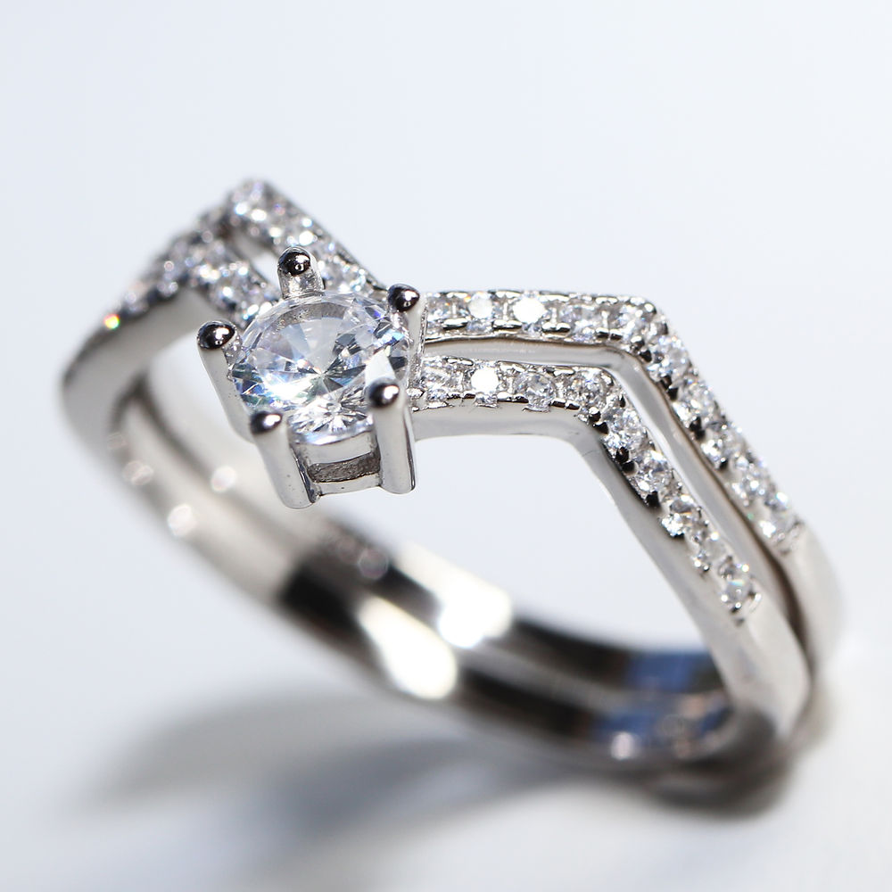 Anillo Alianza doble CZ AAA Plata .925 baño Rodio