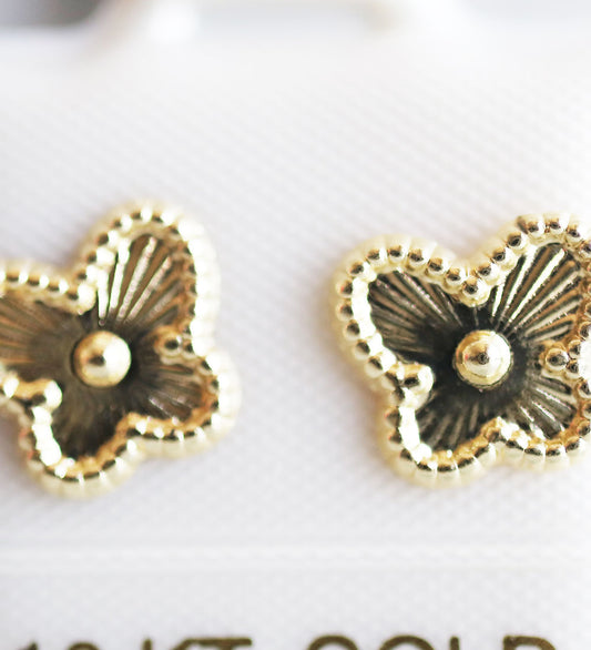 Broquel Oro 10k Mariposa diamantada