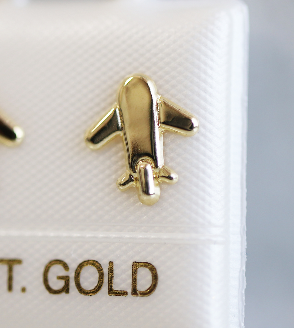 Broquel Oro 10k Avión grande