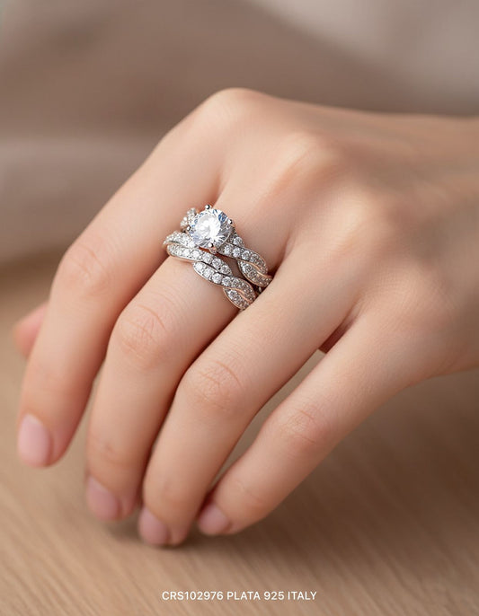 Anillo alianza Doble trenzado Plata .925 baño rodio