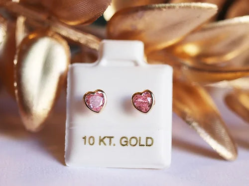 Broquel Oro 10k Recto Corazon 5x5mm Bisel