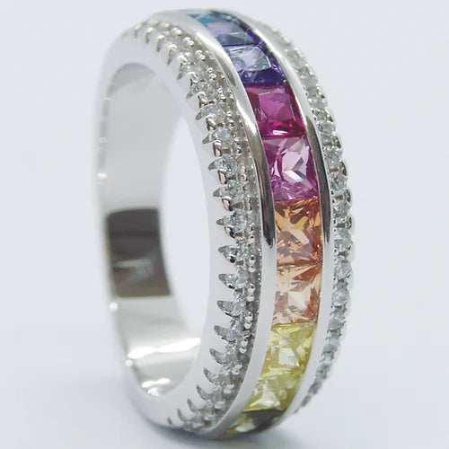 Anillo Rainbow Plata .925 baño en Rodio