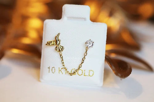 Broquel Oro 10kColibri cadenita Derecho