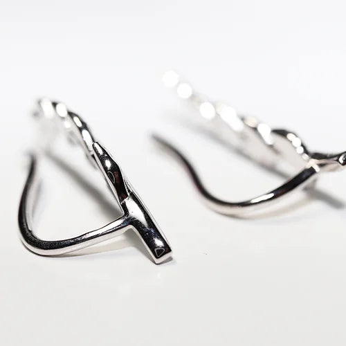 Arete Clip Hojas Plata .925 baño Rodio