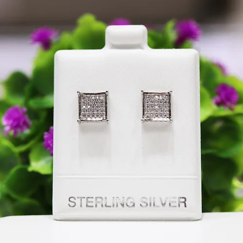 Aretes Cuadrado Plata .925 con Baño de Rodio