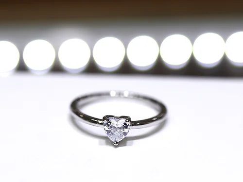 Anillo delgado Corazon Plata .925 baño Rodio