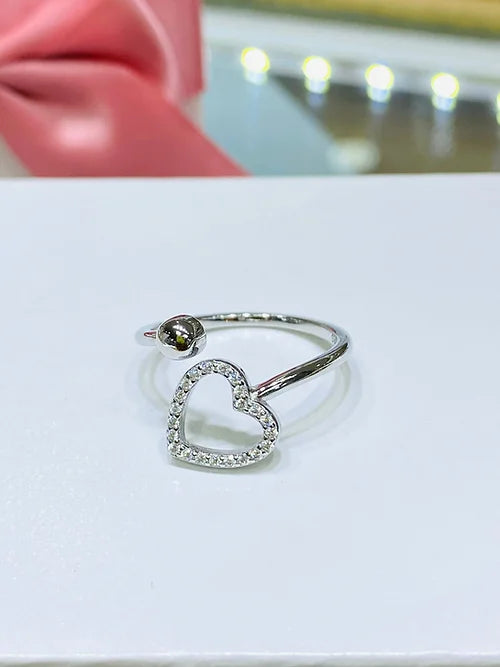 Anillo Corazon L925 Baño Rodio