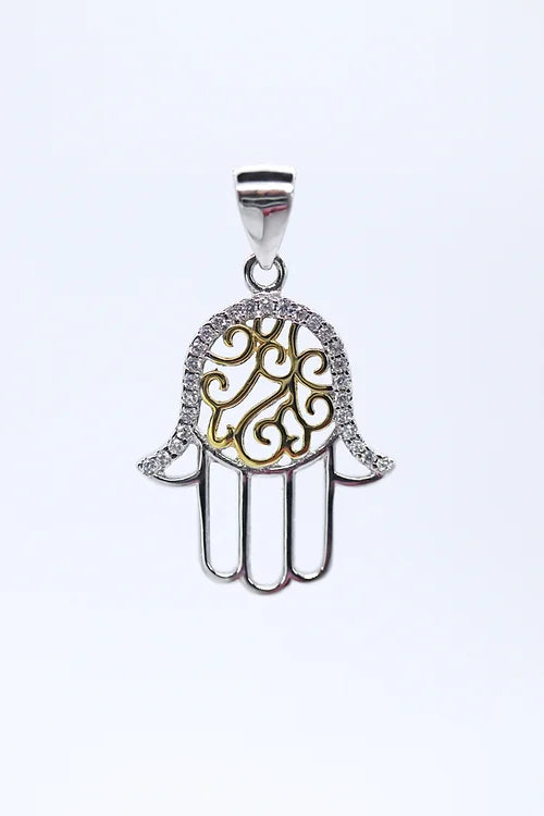 Dije Manode Fátima - Plata .925 con Baño deRodio y Zirconias