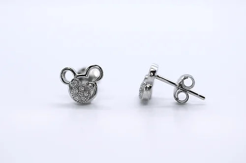 Aretes Mickey Mouse - Plata .925 con Baño de Rodio y Zirconias