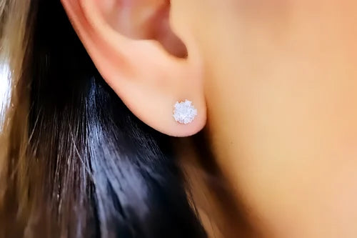 Aretes Plata .925 con Baño de Rodio y Zirconias