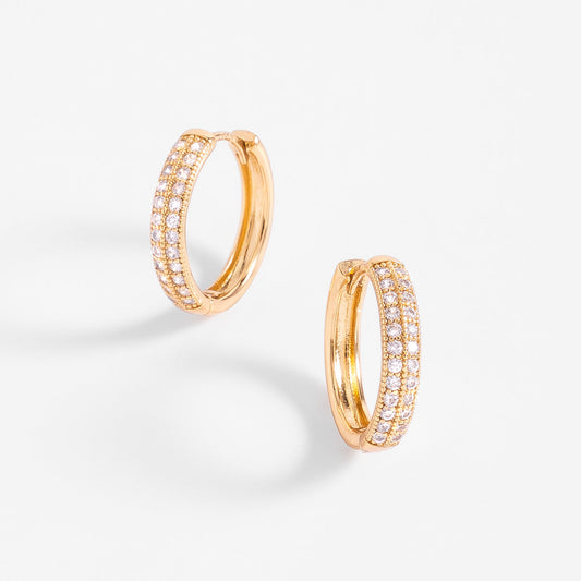 Arracadas con Oro y piedras tono cristal pulido