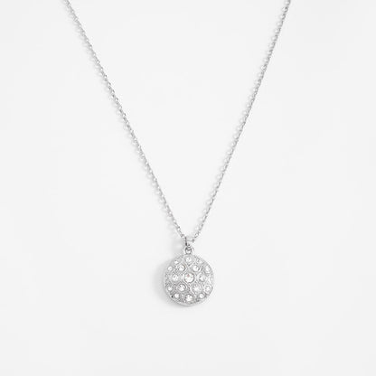 Collar en baño de rodio con medallón de toques brillantes