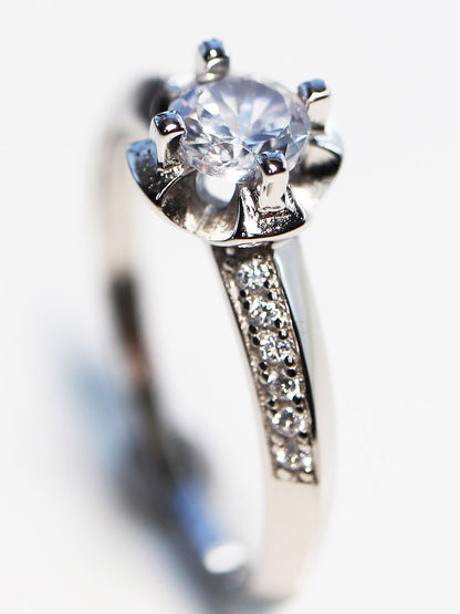 Anillo Solitario Paris Cz AAA Plata .925 baño Rodio