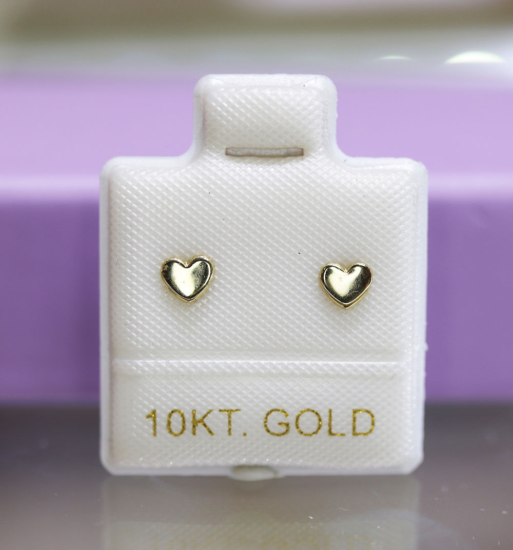 Broquel oro 10k Corazon Mini