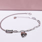 Pulsera Corazón mitad eslabón Plata 925 baño Rodio