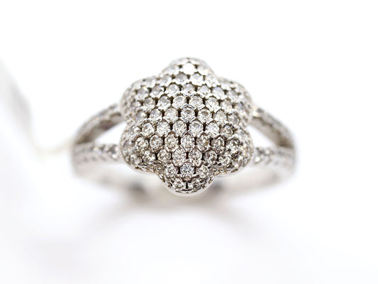 Anillo Flor Plata .925 con Baño de Rodio y Zirconias