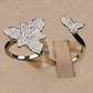 Anillo Flor Doble Plata .925 Baño Rodio y Zirconias