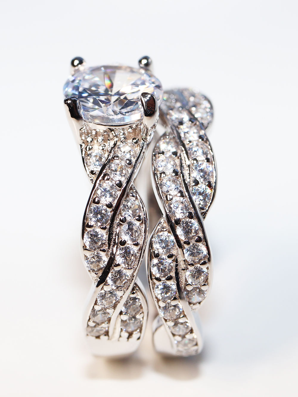 Anillo alianza Doble trenzado Plata .925 baño rodio