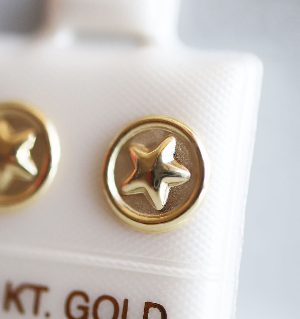 Broquel Oro 10K estrella redondo