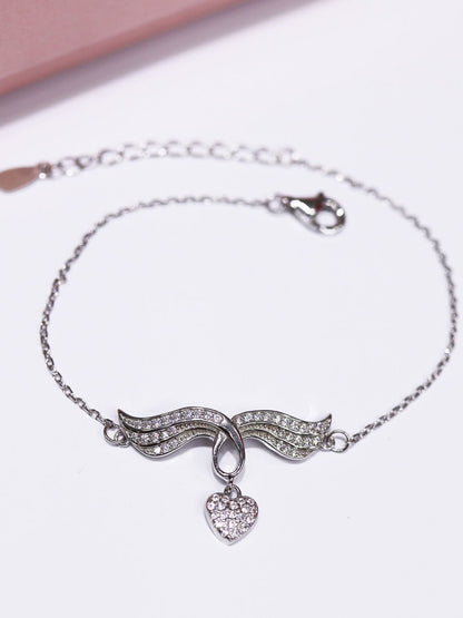 Pulsera Corazón Plata .925 Baño de Rodio y Zirconias