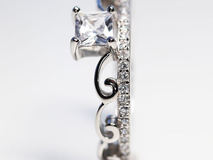 Anillo Princesa Plata .925 baño Rodio