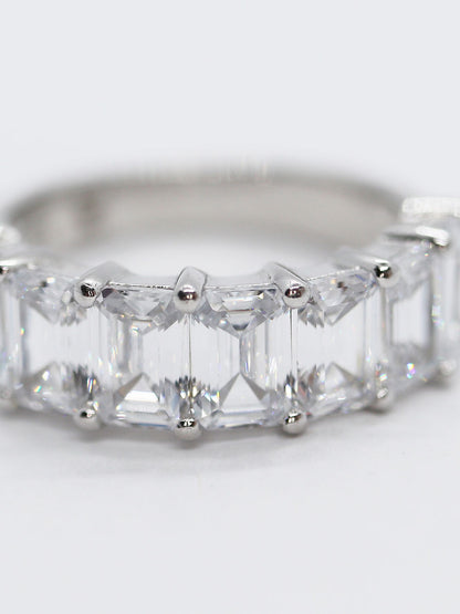 Anillo Plata .925 Baño de Rodio y Zirconias