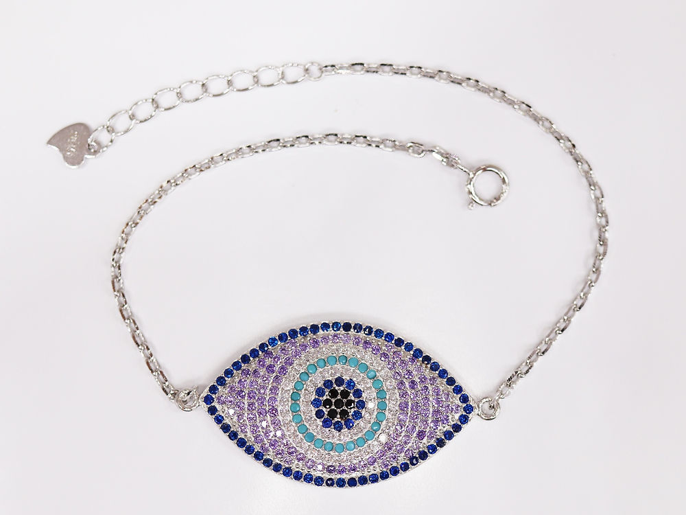 Pulsera Ojo micropave importación Plata .925 Baño en Rodio