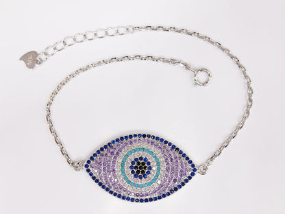 Pulsera Ojo micropave importación Plata .925 Baño en Rodio