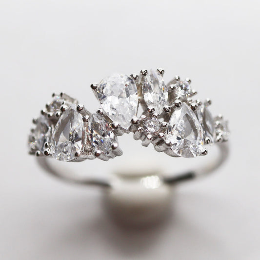 Anillo Plata .925 Baño Rodio y Zirconias