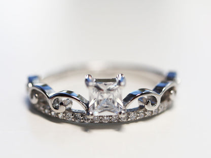 Anillo Princesa Plata .925 baño Rodio