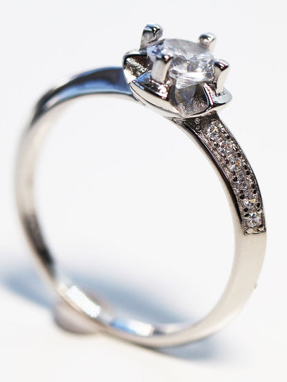 Anillo Solitario Paris Cz AAA Plata .925 baño Rodio