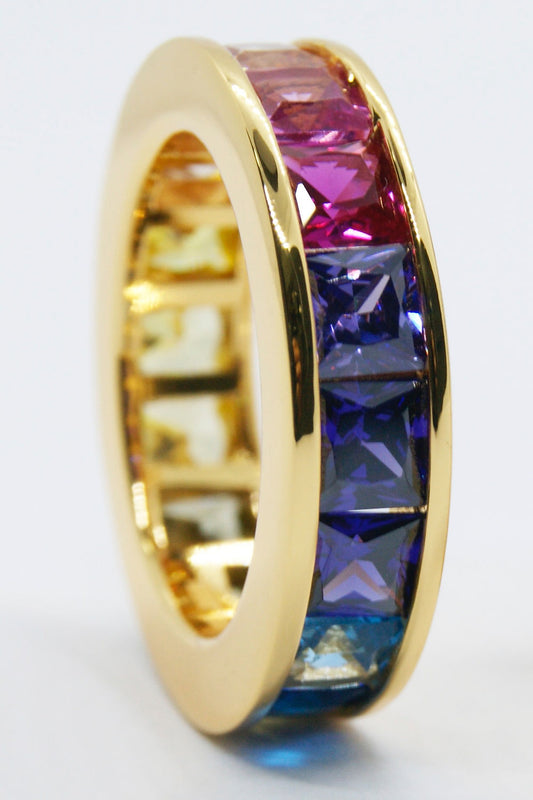 Anillo Rainbow Plata .925 baño Oro de 14K