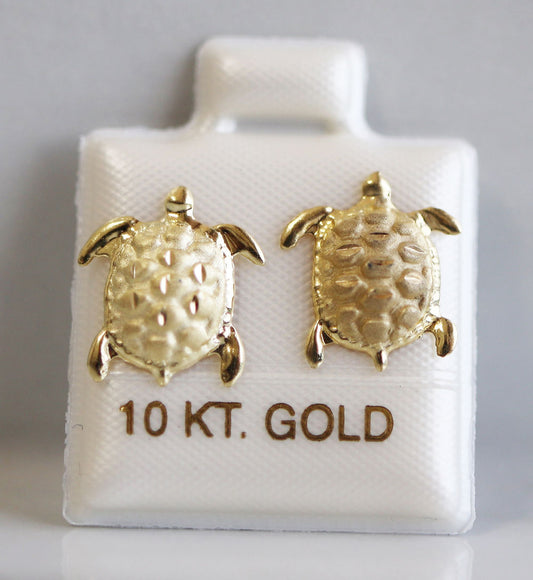 Broquel Oro 10K tortuga grande diamantada