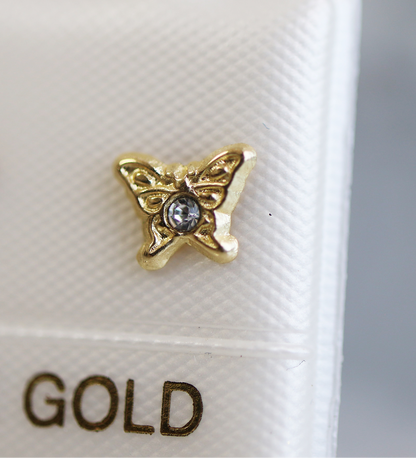 Broquel Oro 10k Mariposita Monarca