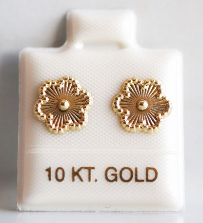 Broquel Oro 10k Flor diamantada