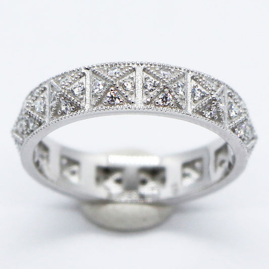 Anillo Plata .925 con Baño de Rodio y Zirconias