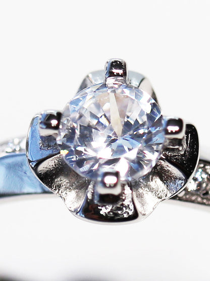 Anillo Solitario Paris Cz AAA Plata .925 baño Rodio