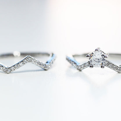 Anillo Alianza doble CZ AAA Plata .925 baño Rodio