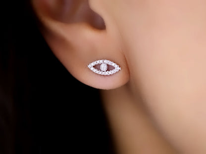 Aretes Ojos Zirconias blancas Plata 925 baño Rodio